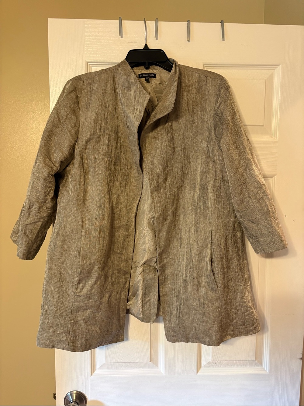 Eileen Fisher Open-Front Textured Trench Coat